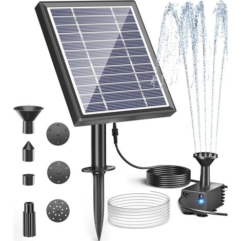 Fontaine à eau solaire Billing 7,5 W avec pompe à eau solaire, pompe solaire pour étang à poissons pour jardin avec tuyau 12 buses, fontaine solaire pour étang, piscine, réservoir de stockage (1/5)