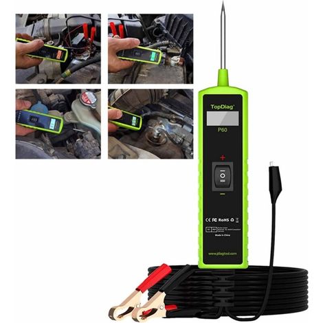 Testeur de circuits fonctionnement pour voiture - 6-30 V - Avec lumière LED - Suivi du circuit court - Location et alarme buzzer - Test de polarité et fonction de test de continuité (1/4)