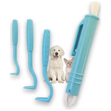 Tire Tique Pince a Tique et Crochets Anti tiques pour Chat Chien Humain. Tick Remover Produit à Tique, Antiparasitaire Retire/enlève/supprime/Attrape parasites, Kit de Crochet 4 pcs 3 Tailles