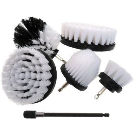 NALOOKAMIC 6 PièCes Brosse de Nettoyage de Perceuse, Brosse pour Perceuse Voiture Carrelage Tapis Baignoire Cuisine Toilette Blanc éLectrique Brosse de Perceuse Rotative (1/4)