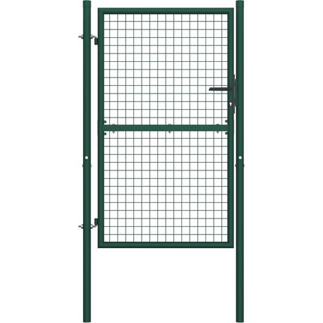 Cancello per Recinzione in Acciaio 100x175 cm Verde vidaXL