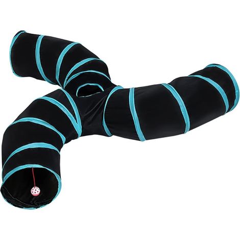 Tunnel 3 voies pliable en forme de S pour petits animaux Jouet interactif avec labyrinthe avec étui pour chat chaton Lapin Cavia (1/5)