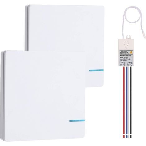 Kit interrupteur et récepteur sans fil – Portée jusqu'à 30,5 m et résistant à l'eau IP54, parfait pour les ampoules LED. (1/5)