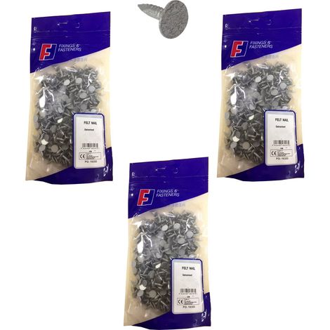 ForgeFix 250NLF13GB 13mm Roof Felt Nails X3 Bags Galvanised Tacks FORF13GB250
