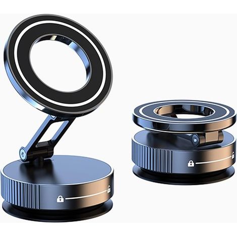 Magnetische Autohalterung für Handys, magnetische Handyhalterung mit Saugnapf, 360° verstellbar, Vakuum-Magnethalterung für Smartphones, schwarz (1/2)