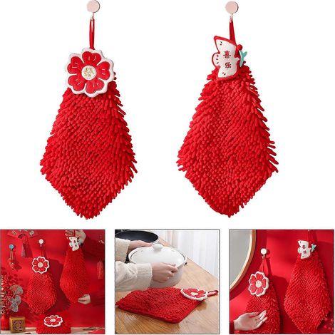 Serviette de toilette en polaire Corals avec boucles de suspension pour la cuisine et la salle de bain. Séchage rapide douce et absorbante. (1/4)