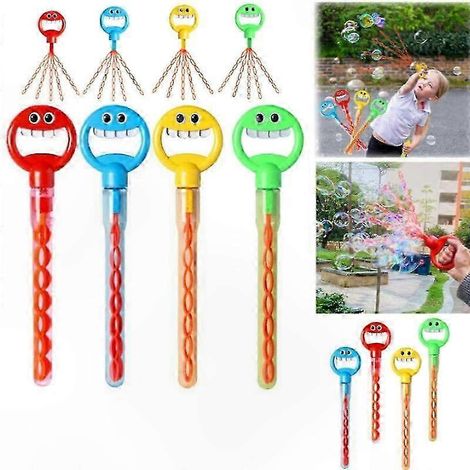Lot de 2 baguettes à bulles Happy Face 32 trous avec recharge, jouet extérieur pour enfants, kit de soufflage de bulles (1/5)