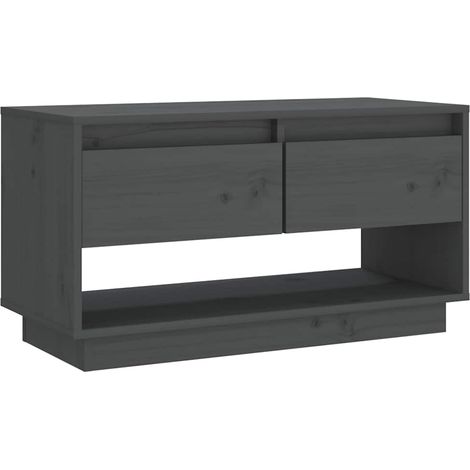Meuble TV, Étagère TV, Meuble de Salon, Gris 74x34x40 cm Bois de pin massif OIB9292E (1/5)