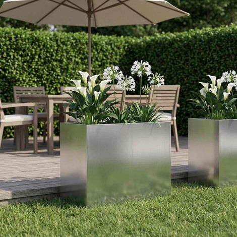 vidaXL Cache-pot de jardin Argenté 80 x 40 x 60 cm Acier galvanisé (1/5)