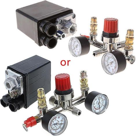 Pressostat robuste pour pompe de compresseur d'air + manomètre de pression de vanne (1/5)
