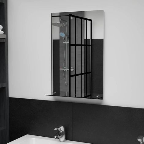 Miroir mural avec étagère en verre trempé 40 x 60 cm pour salle de bain, chambre - PANGIVO (1/5)