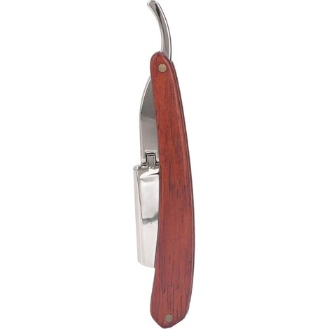Porte-lame de barbe en acier inoxydable pour homme, manche en hêtre, support pour tondeuse à barbe manuelle droite (1/5)