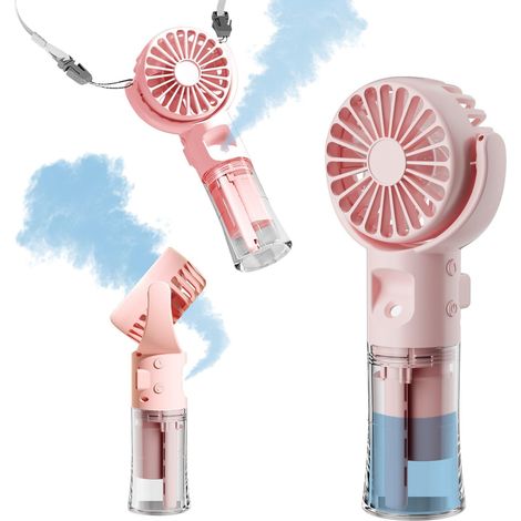 Mini Ventilateur Portable, Ventilateur Brumisateur Portable, Avec 4 Réglages De Vitesse Et Brume D'eau, Rechargeable, Silencieux, Pour Études Travail Voyages Camping, Cadeau D'été (Rose) (1/5)