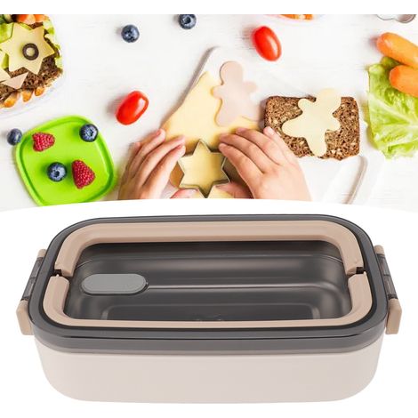 Isolierte Lunchbox aus Edelstahl im japanischen Stil, ideal für Schüler, luftdichte Fächer, mikrowellengeeignet, khakifarben. (1/5)