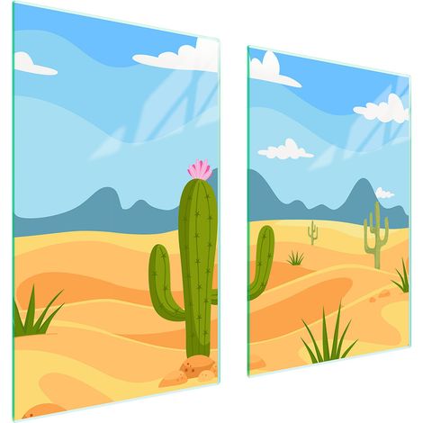 Assiette de protection en verre pour la cuisine 65x52 cactus (1/5)