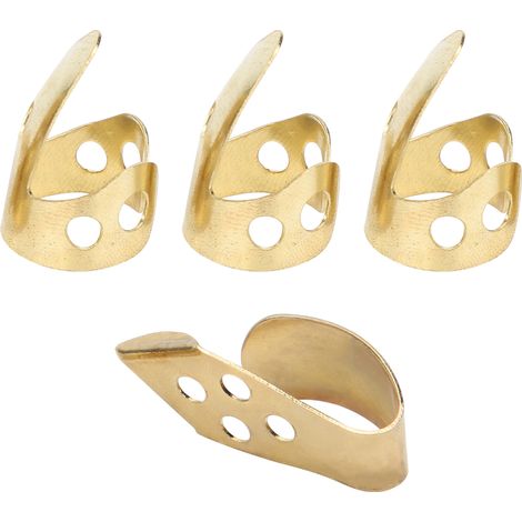 Pointeurs métalliques dorés pour guitare, 3 pour index et 1 pour pouce, accessoires de jeu (1/5)