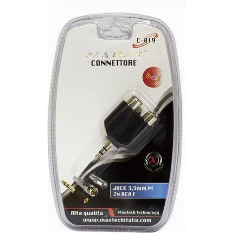TRADE SHOP - Adattatore Audio Stereo Jack 3.5 Mm Maschio A 2 Rca Femmina Audio Maxtech C-019 - (1/2)