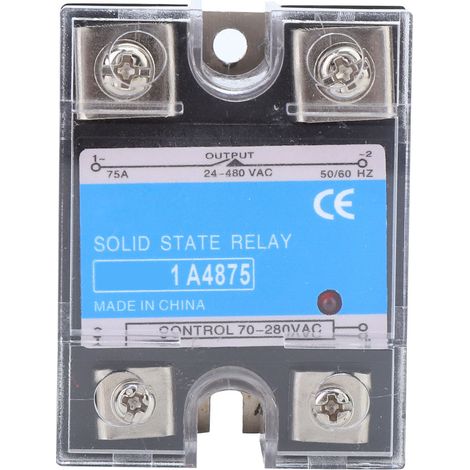 Relais statique monophasé AC-AC 70-280Vca entrée, 24-480Vca charge, 75A (BERM-1 A4875) pour machines CNC et équipements électriques. (1/5)