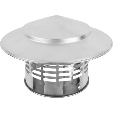 Capuchon de cheminée en acier inoxydable pour sortie d'air, tuyau de toit, tuyau d'échappement, couvercle de protection contre la pluie (110 mm) (1/5)