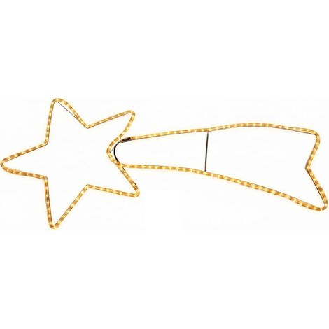Stella Cometa Luminosa gialla Grande cm 130x57 cm da Esterno o interno Tubo con 144 luci gialle fisse Protezione IP44 Decorazione Natalizia casa presepe (1/5)
