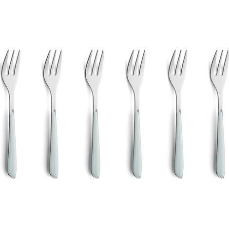 Lot de 6 fourchettes à gâteau en acier inoxydable 18/0 pour 6 personnes, bols en plastique, menthe, inoxydable et lave-vaisselle (1/5)
