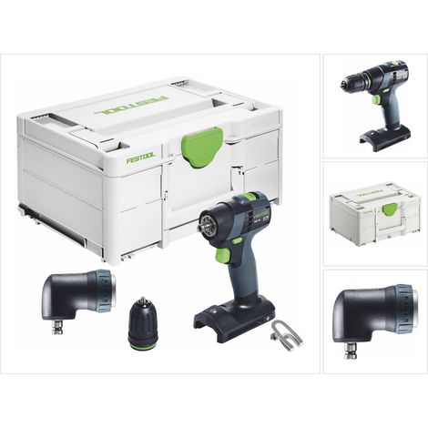 Festool – Perceuse-visseuse sans fil 18V – Moteur Brushless EC-TEC – Couple 40Nm pour perçage bois et métal – Tête angulaire incluse – Systainer - 18-Basic