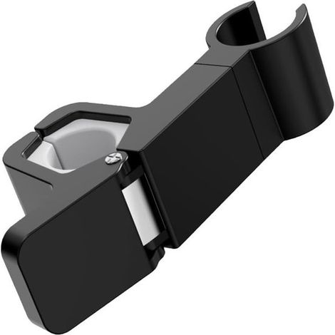 Support de pommeau de douche – Sans perçage – Pour barres de douche rondes – Angle réglable – Pivotant – Plastique ABS – Noir (diamètre de la barre 24–34 mm) (1/4)
