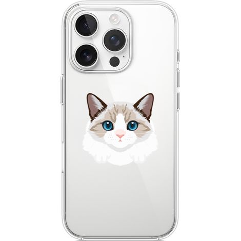 Custodia per iPhone 14 Pro, trasparente, flessibile in silicone, gatto birmano (1/5)