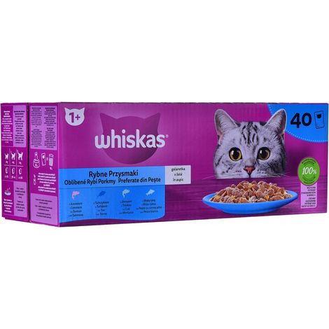 Cibo umido per gatti Whiskas, snack al pesce in gelatina 40x85 g (1/5)