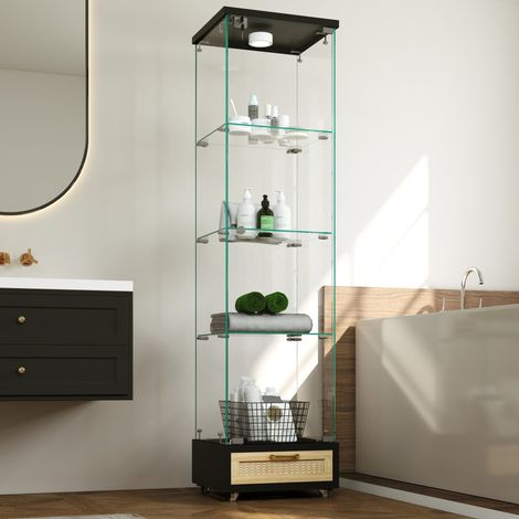 Vitrine mit LED-Beleuchtung aus Glas und MDF Schwarz OKMYHOME (1/5)