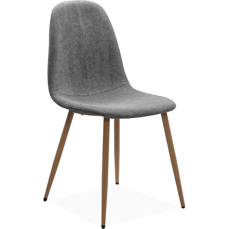 Chaise velours gris pieds métal Anya (1/5)