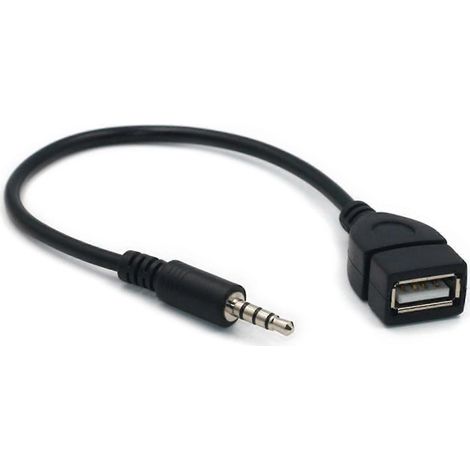 Câble adaptateur audio AUX mâle 3,5 mm professionnel vers USB femelle, longueur 20 cm/8 pouces, fabriqué avec des matériaux de haute qualité. (1/5)