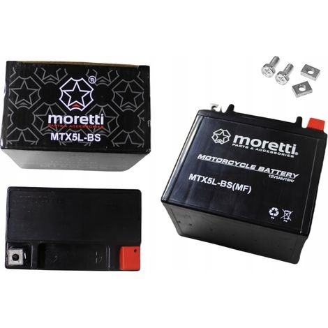 Batería de gel Moretti 12V 5Ah 70A MTX5L YTX5L Scooter 4t Quad Cross Moto (1/5)