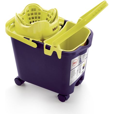 Mery Cubo para fregona Cubo automático con ruedas Cubeta multiuso Para todo tipo de fregonas Ecológico Con sistema muelles Capacidad 14 litros