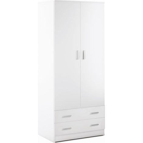 Armadio 2 ante 2 cassetti h182 l77 p52 cm colore bianco liscio 456k sarmog - Sarmog (1/4)