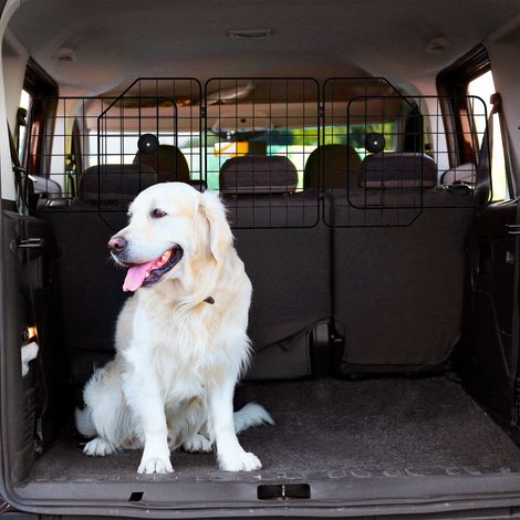 Barrière de sécurité pour chien en voiture, largeur réglable, pliable, 93-150 x 42 cm, noire (1/5)