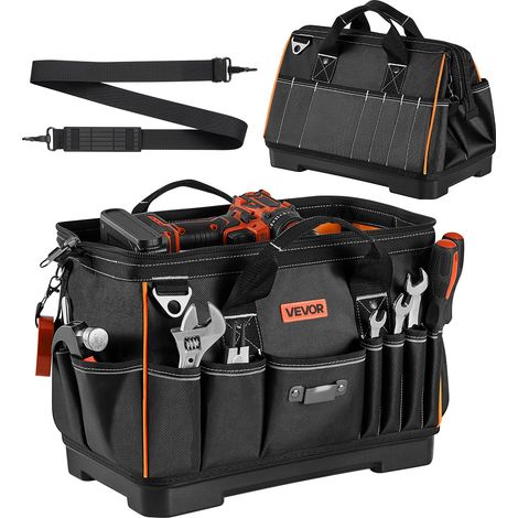 Sac à Outils 410 mm, Sac de Rangement d'Outils à 33 Poches, Portable et Grande Capacité, pour Bricolage, Chantier et Atelier, avec Base Résistante à l'Eau, Fermeture Éclair, Bandoulière Réglable (1/5)