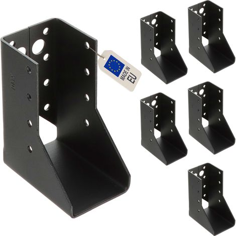 6 sabots de charpente à ailes intérieures - Larg 45 x Ht 99 mm - Connecteurs de poutres - Acier galva noir - Fabriqué en Europe