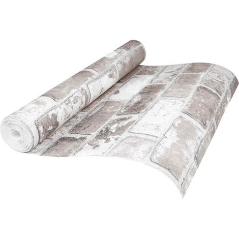 Papier peint à motif de briques rayées 3D, 10 x 0,53 mètres, tissu intissé. (1/5)