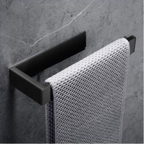 Anneau porte-serviettes Porte-serviettes, 304 Acier inoxydable support de serviettes Accessoirs WC Salles de Bains (sans perçage, noir) (1/4)