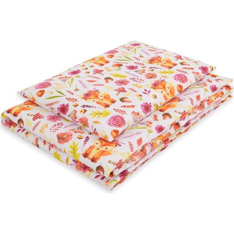 2-teiliges Kinderbettwäsche-Set aus Baumwolle, 120 x 90 cm – Fuchs im Kranz (1/3)