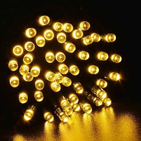 lederTEK Solarbetriebene, wasserdichte Lichterkette 12 m 100 LEDs 8 Modi Dekorative Partylampe (100 warmweiße LEDs) (1/4)