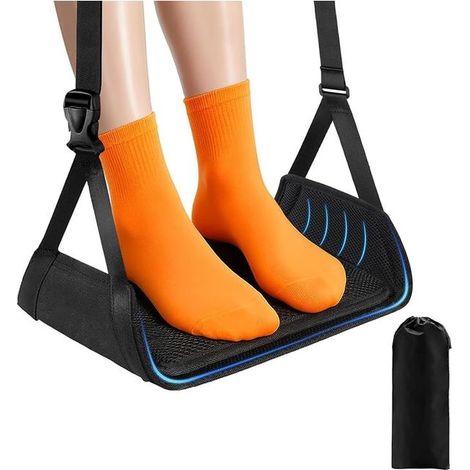 Foot Rest Plane Adjustable for Flight Office Bamboo Memory Foam Bag (1/5)