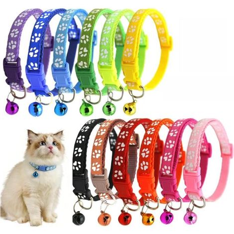 12 Pieces Kit Collier Chat Anti Étranglement, Collier Chaton Collier pour Chat Réglable Réfléchissant Anti Etranglement et Boucle (1/5)