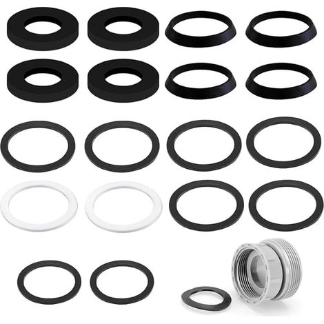 Lot de 22 joints de siphon - Joint d'écoulement de lavabo 1 1/2" - Kit de joints pour siphon de 40 mm avec joints plats et joints biseautés (1/5)