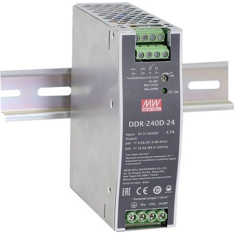 Mean Well DDR-240D-48 Convertitore DC/DC per guida DIN 48 V/DC 5 A 240 W Num. uscite:1 x Contenuto 1 pz.