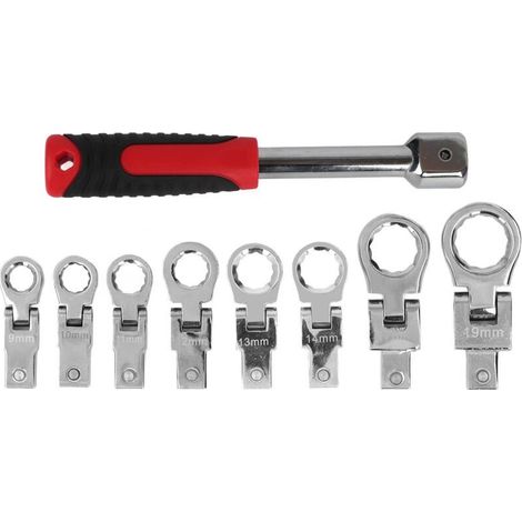 Kit de Clés à Douille en Acier au Chrome Vanadium, Jeu de 9 Clés Interchangeables CR V pour l'industrie électrique. (1/4)