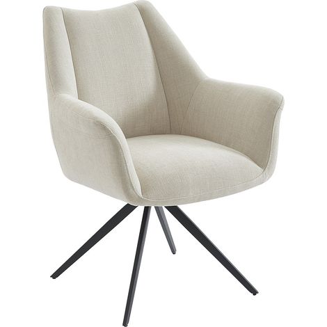 Sedia con braccioli in Tessuto e Metallo Nero Beige - KARDESA della Maison Céphy