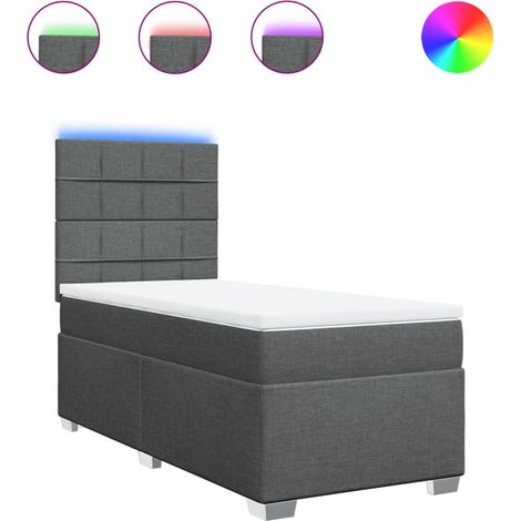 Maison Exclusive - Sommier à lattes de lit et matelas Gris foncé 90x190 cm Tissu (1/5)