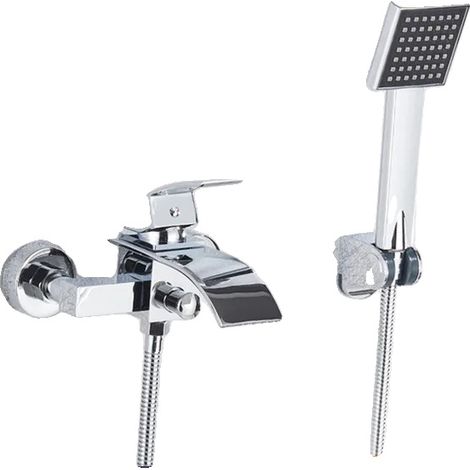 Rubinetto per vasca da bagno, flusso a cascata, design a parete, cromato A (1/2)